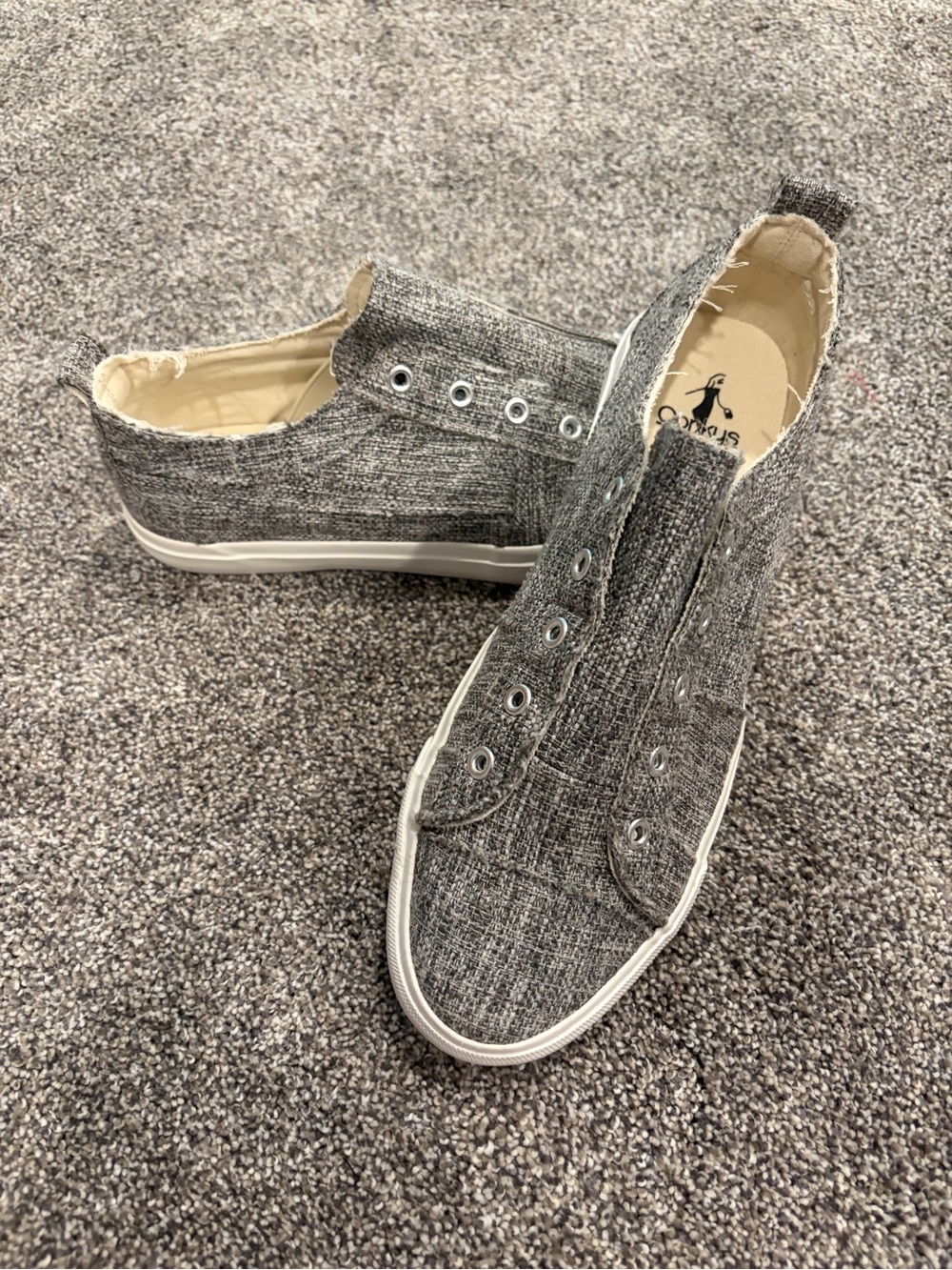 Corkys Gray Slip-On Grey Tweed Canvas Sneakers